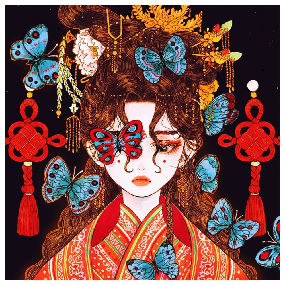 Butterfly Beauty - Full Round -Diamond Painting(30*30cm)