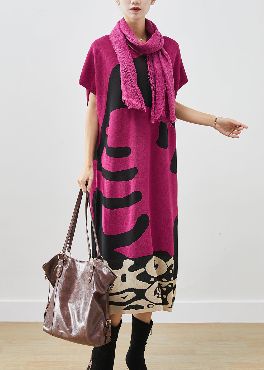 VCSHOES Rose V Neck Print Cotton Maxi Dress Short Sleeve