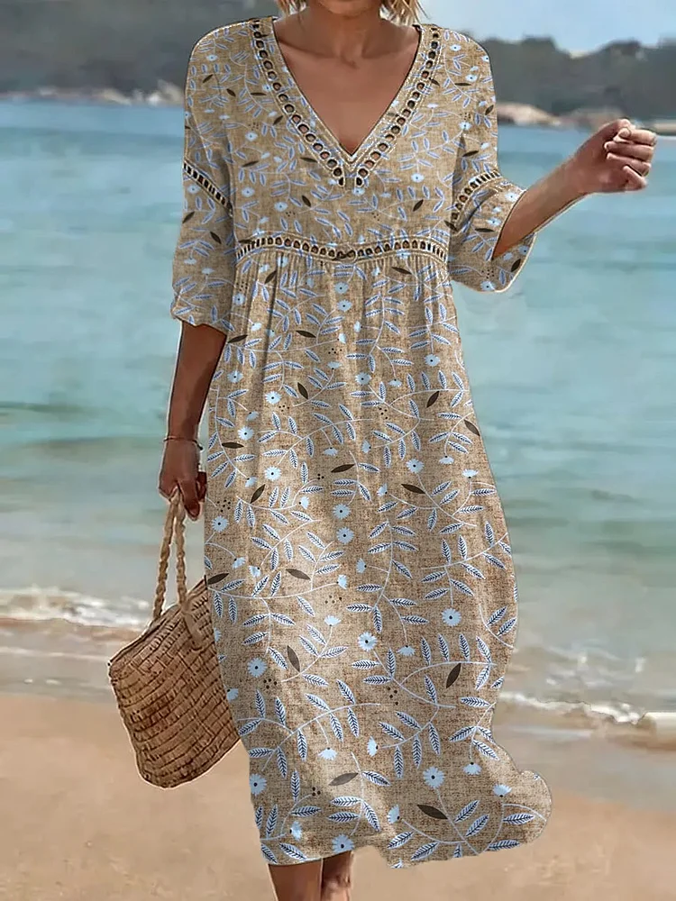 Women's Lace Floral Print Casual Dress