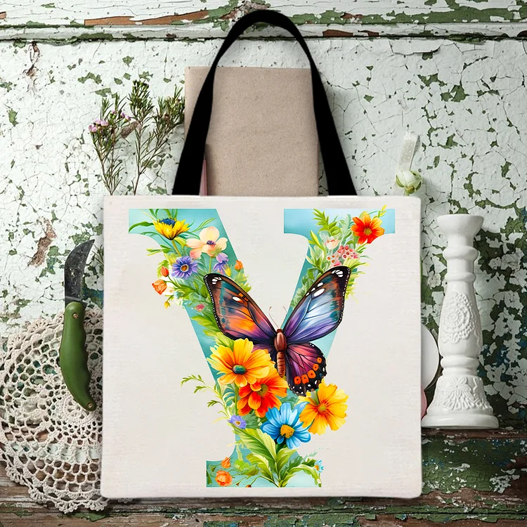 Colorful Flower Butterfly X-Shaped Canvas Bag-BSTC1273