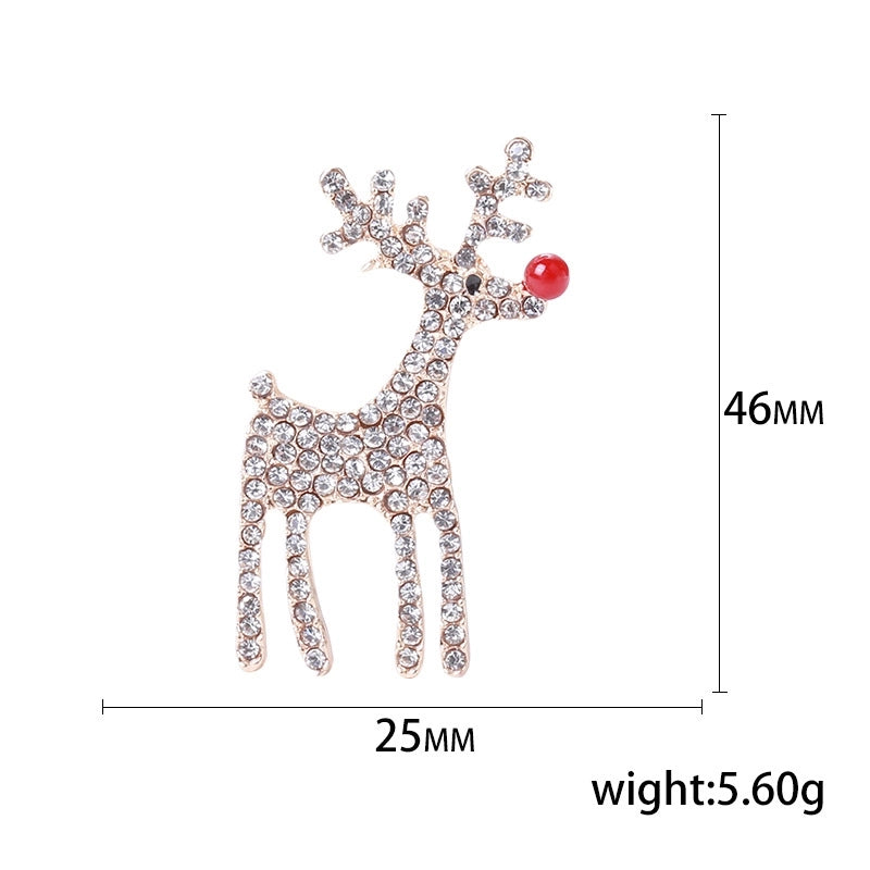 Cute Classic Style Pin Santa Claus Snowflake Elk Alloy Enamel Inlay Rhinestones Unisex Brooches