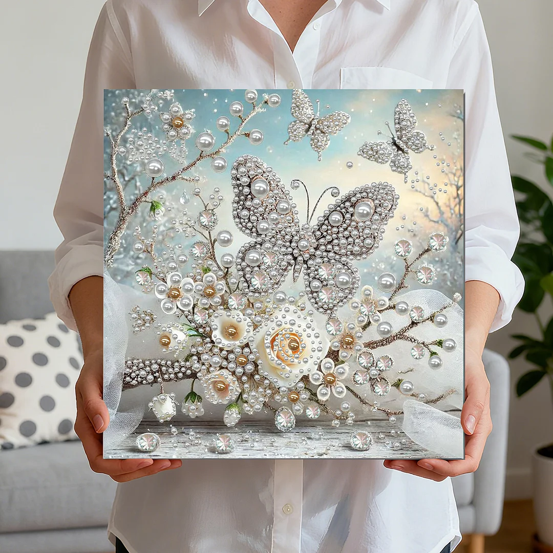 Pearl Butterfly Garden DIY Pearl Art Diamond Painting 30x30cm for Home Decor