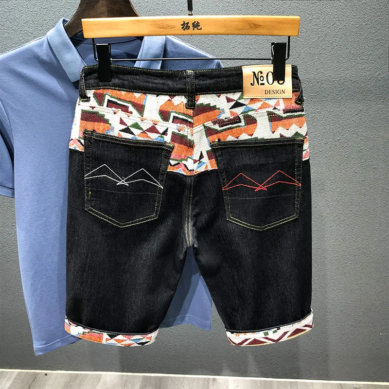 Victoryssuper Men Denim Shorts Jeans Stretch Holes Casual Denim Jeans Shorts New Summer Man Thin Elastic Fit Jeans High Quality Cotton Shorts