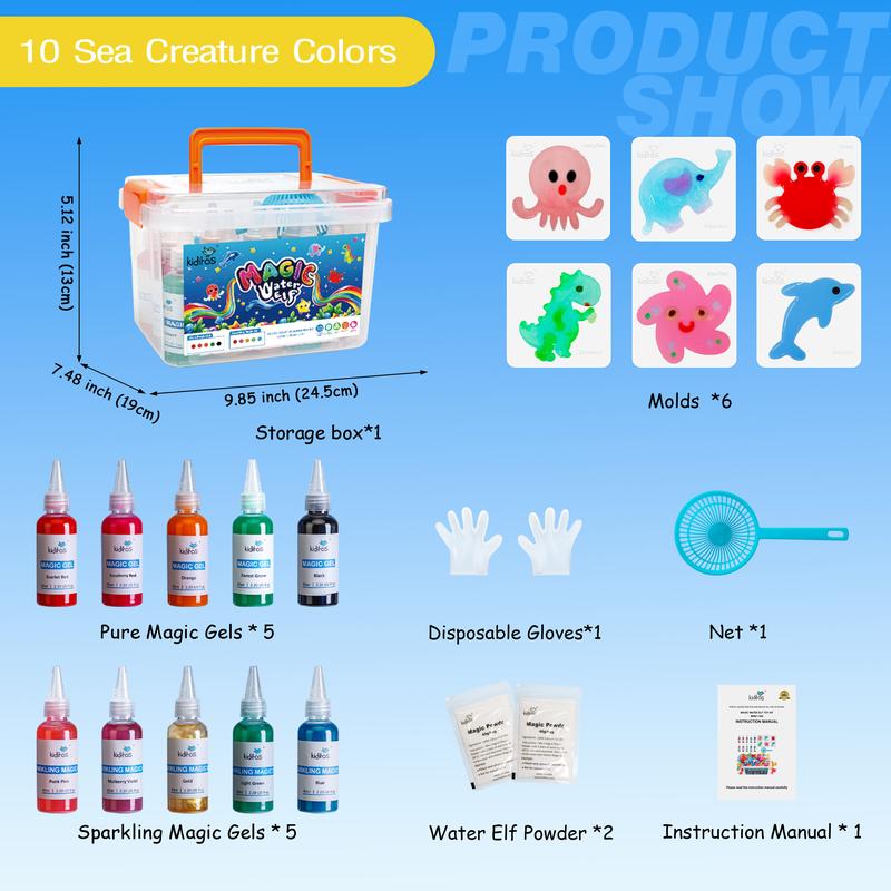 Magic Water Elf Toy Kit with Magic Gels, Molds - Imaginative Play, Christmas Gifts, Birthday Gifts, Party Favors, and Family-Friendly DIY STEM Projects