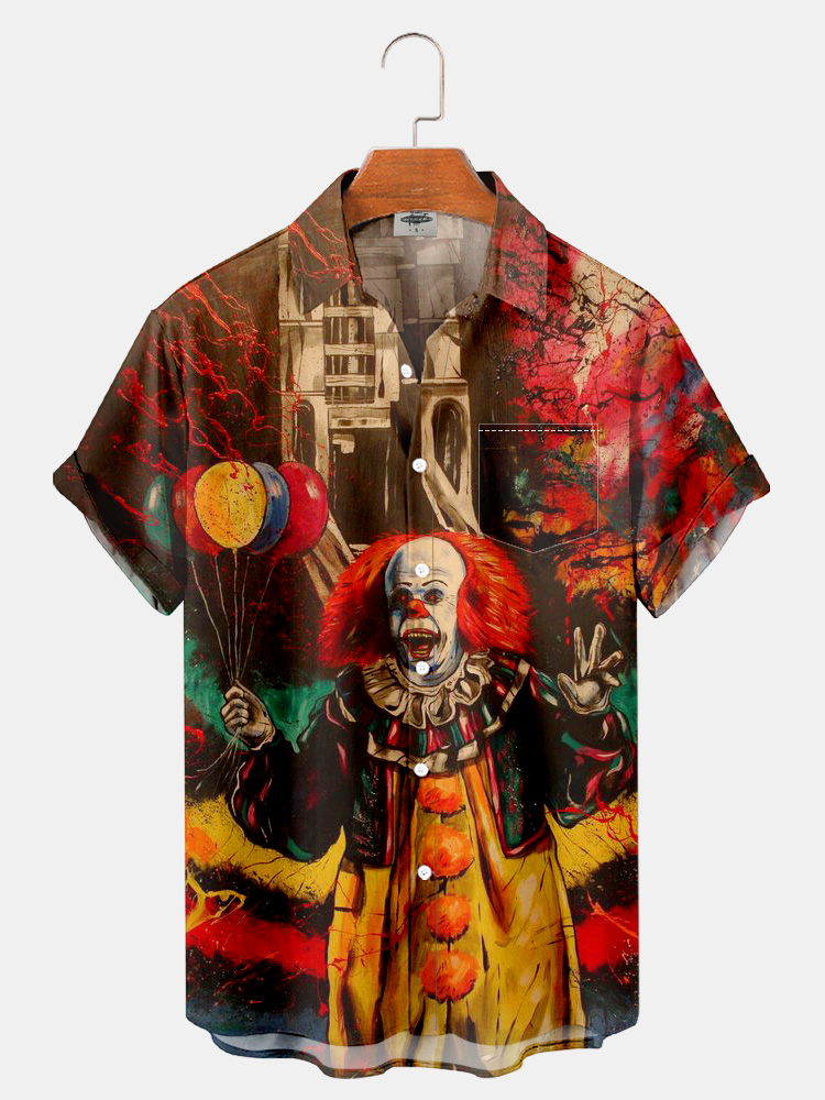 Men'S Halloween Movie Thriller Character JOKER Printed Shirt PLUSCLOTHESMAN