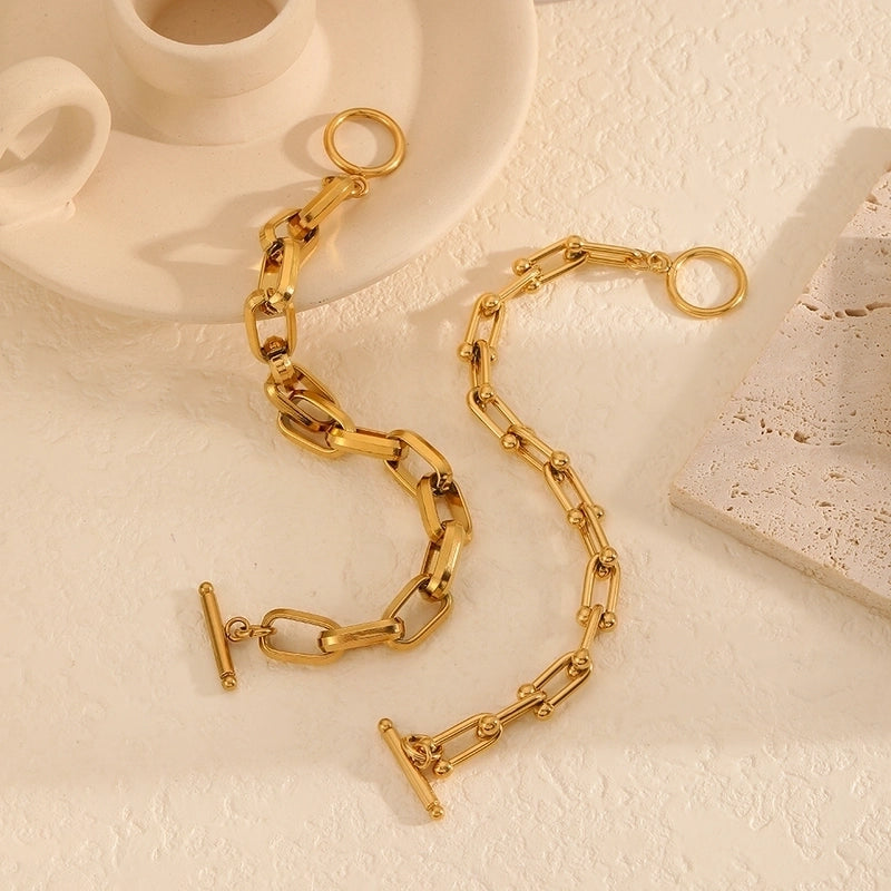 Cool Style IG Style Geometric 304 Stainless Steel 18K Gold Plated Bracelets In Bulk