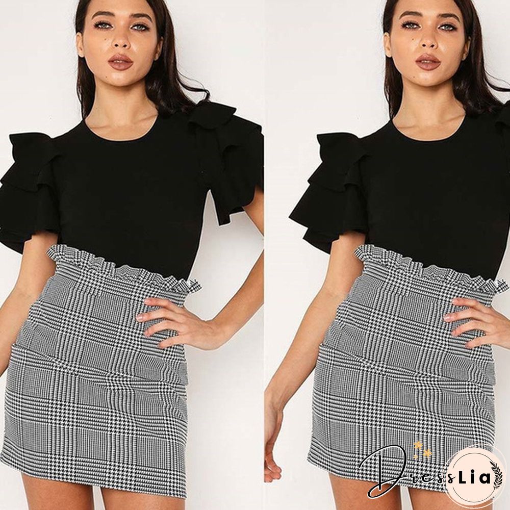 Summer Women Fashion Skirt Plaid Skirt