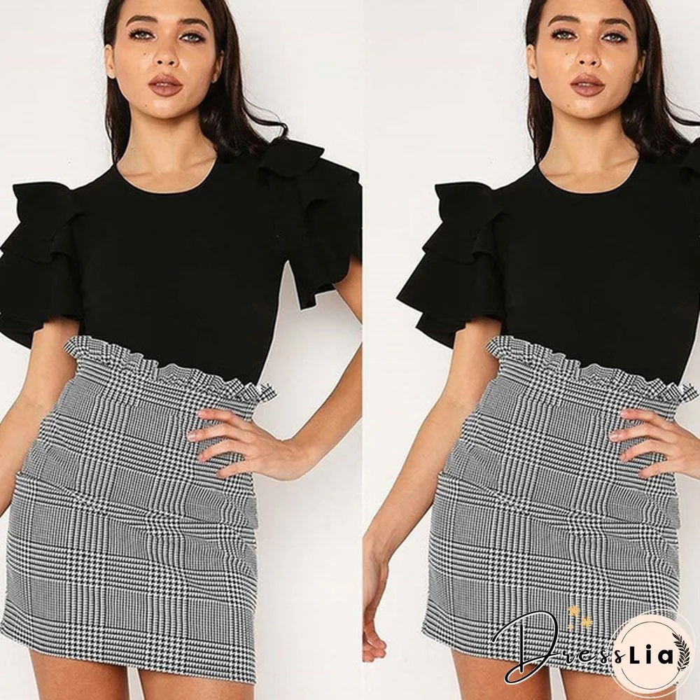 Summer Women Fashion Skirt Plaid Skirt