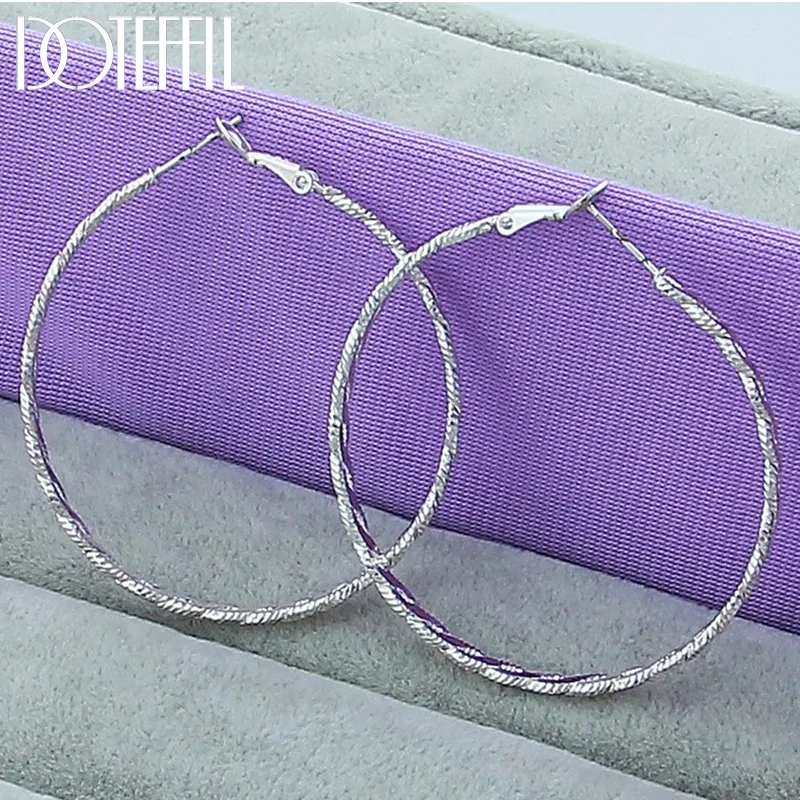 DOTEFFIL 925 Sterling Silver Big 50mm Hoop Earrings For Woman Jewelry