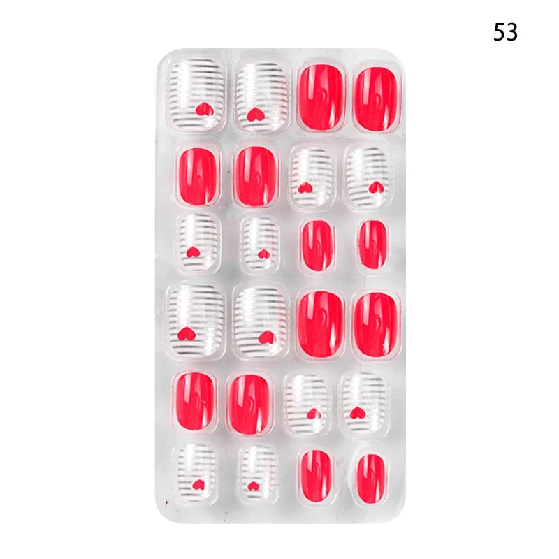 Children Adult 24 Fake Nails Christmas Cartoon Pattern Boxed Children Simple Wear-resistant Finished Full Covering Nail Sticker