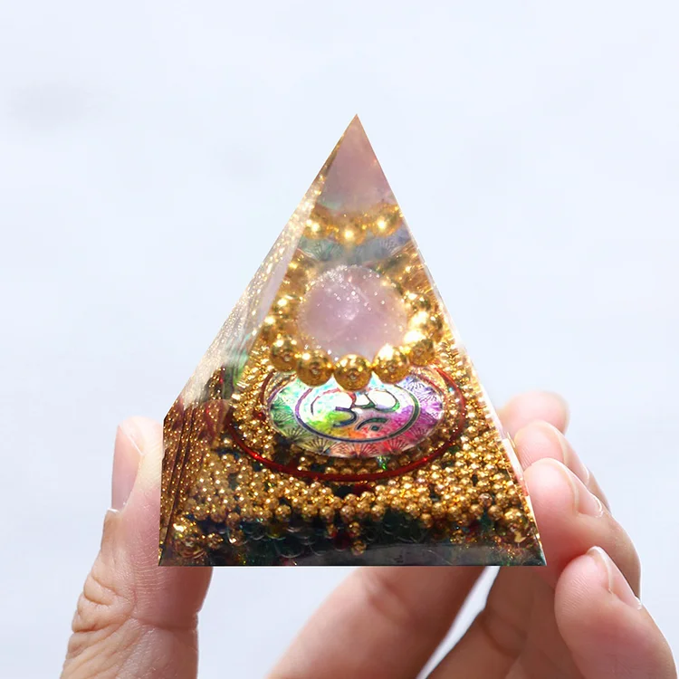 Crystals Epoxy Resin Orgonite Pyramid Energy Generator Healing Ornament (B)