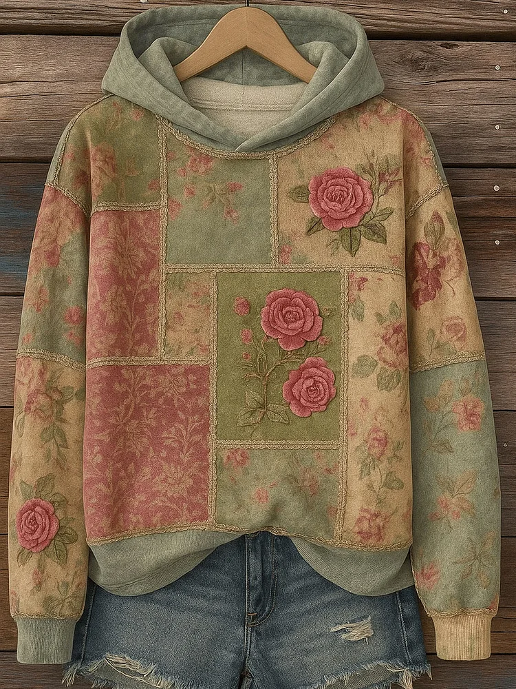 Damen Retro Kunst Blumen regelm&auml;&szlig;ig Sweatshirt