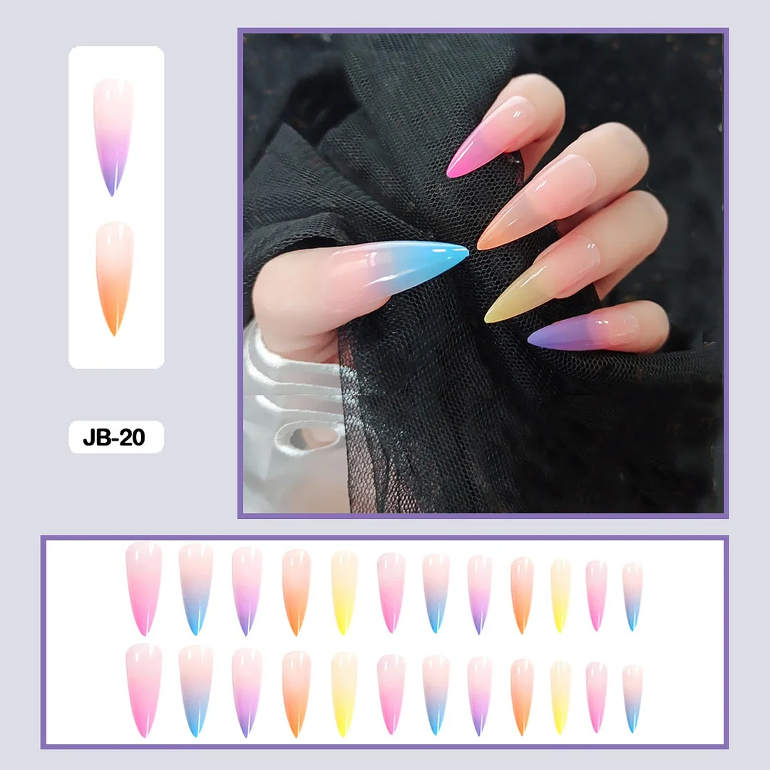 24PCS Dark Punk False Nails with Glue Gradient Long Detachable Fire Stick on Nails Skull Flame  Art DIY Fashion Manicure Tool-Nail Inspo