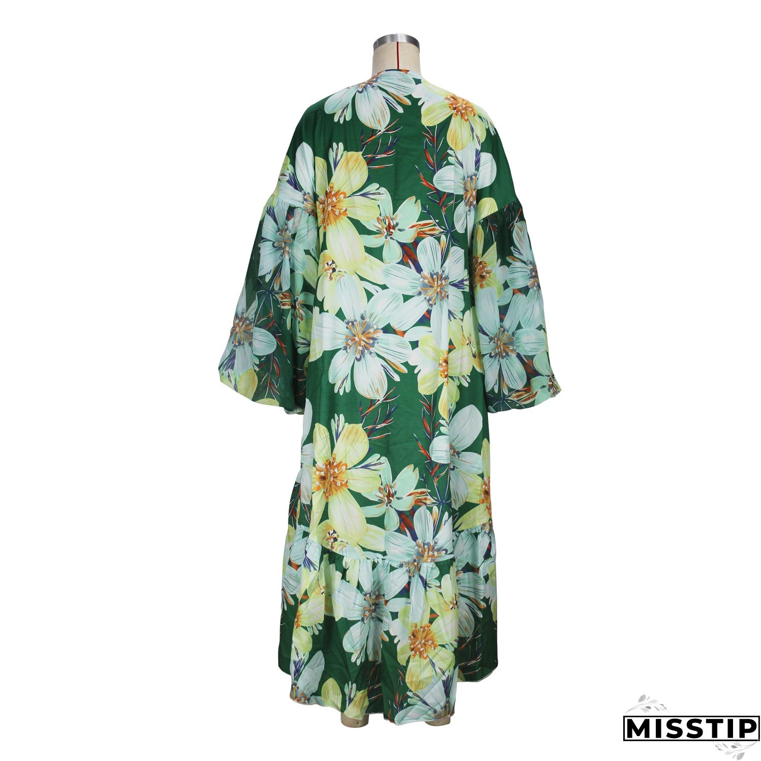 Casual Spring and Autumn Women's Lantern Sleeve Irregular Long Printed Coat