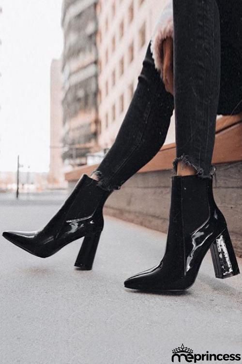 Patent PU High Heels Ankle Boots