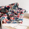 Blue Red Flowers Autumn Winter Shawl Scarf