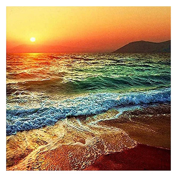Beach Wave - 11CT 3 Strands Threads Printed Cross Stitch Kit - 50x50cm(Canvas)
