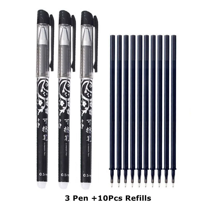 Erasable Pen Refills Rod Set 0.5mm Needle/0.7mm Bullet tip Washable Handle Erasable Ballpoint Pen for School Pen Writing Tools