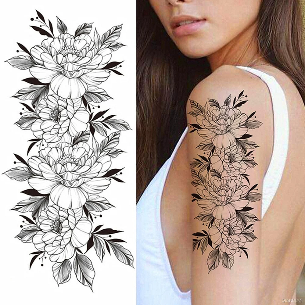 Watercolor Arm Letter Temporary Tattoos Sleeve English Word Lip Print Feather Decorate Realistic Fake Body Women Totem Sticker