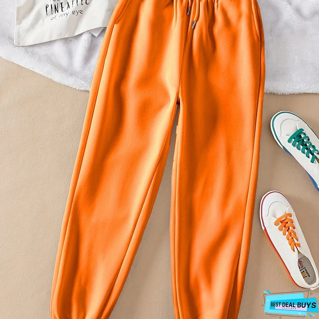 Solid Drawstring Jogger Sweatpants, Casual Slant Pocket Pants, Women's Clothing