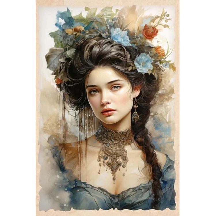 Lady 40*60CM (Canvas) Full Round Drill Diamond Painting gbfke