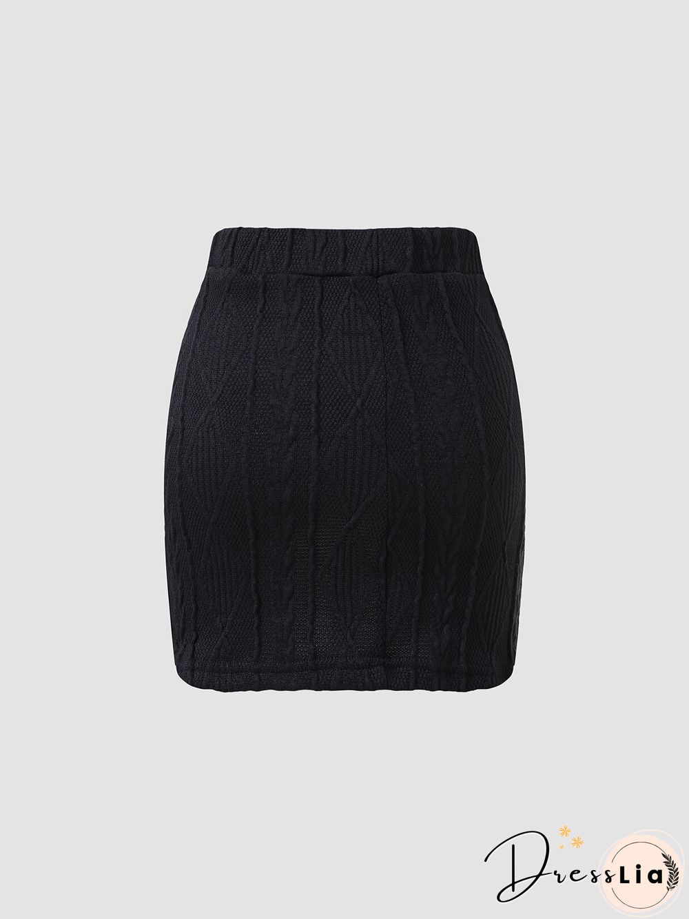 Metal Decor Asymmetrical Hem Knit Mini Skirt