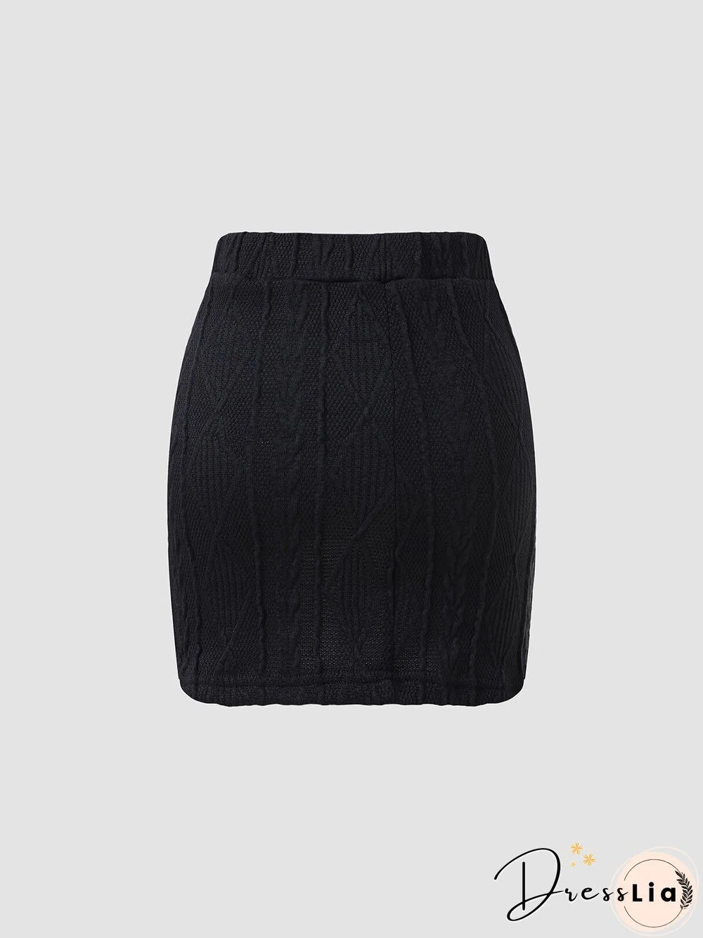 Metal Decor Asymmetrical Hem Knit Mini Skirt