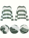 Elegant Women's Color Block Crew Neck Long Sleeve Sweater for Fall & Winter, Drop Shoulder Design