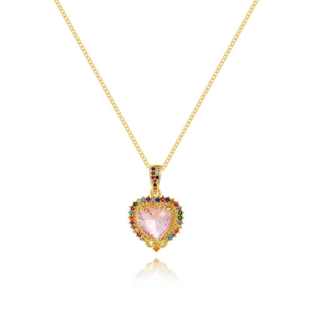 Moderate Luxury Heart Droplet Zircon Electroplating Necklaces