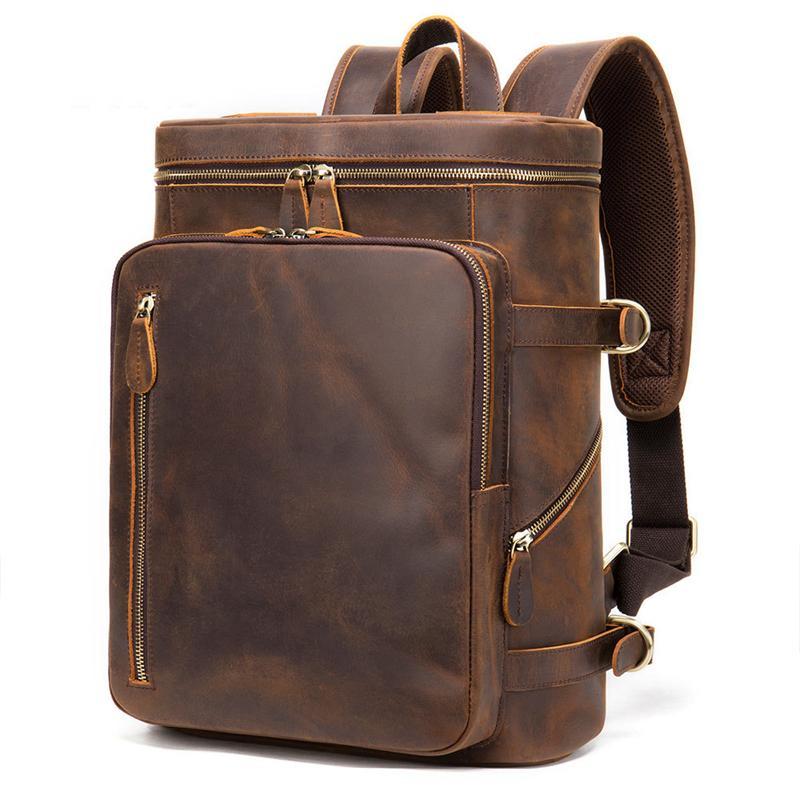 Classic Handbag Retro Leather Computer Large-Capacity Breathable Backpack