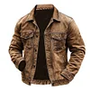 Men's Vintage Western Cowboy Multi-Pocket Distressed Lapel Outdoor Jacket by Inlyline