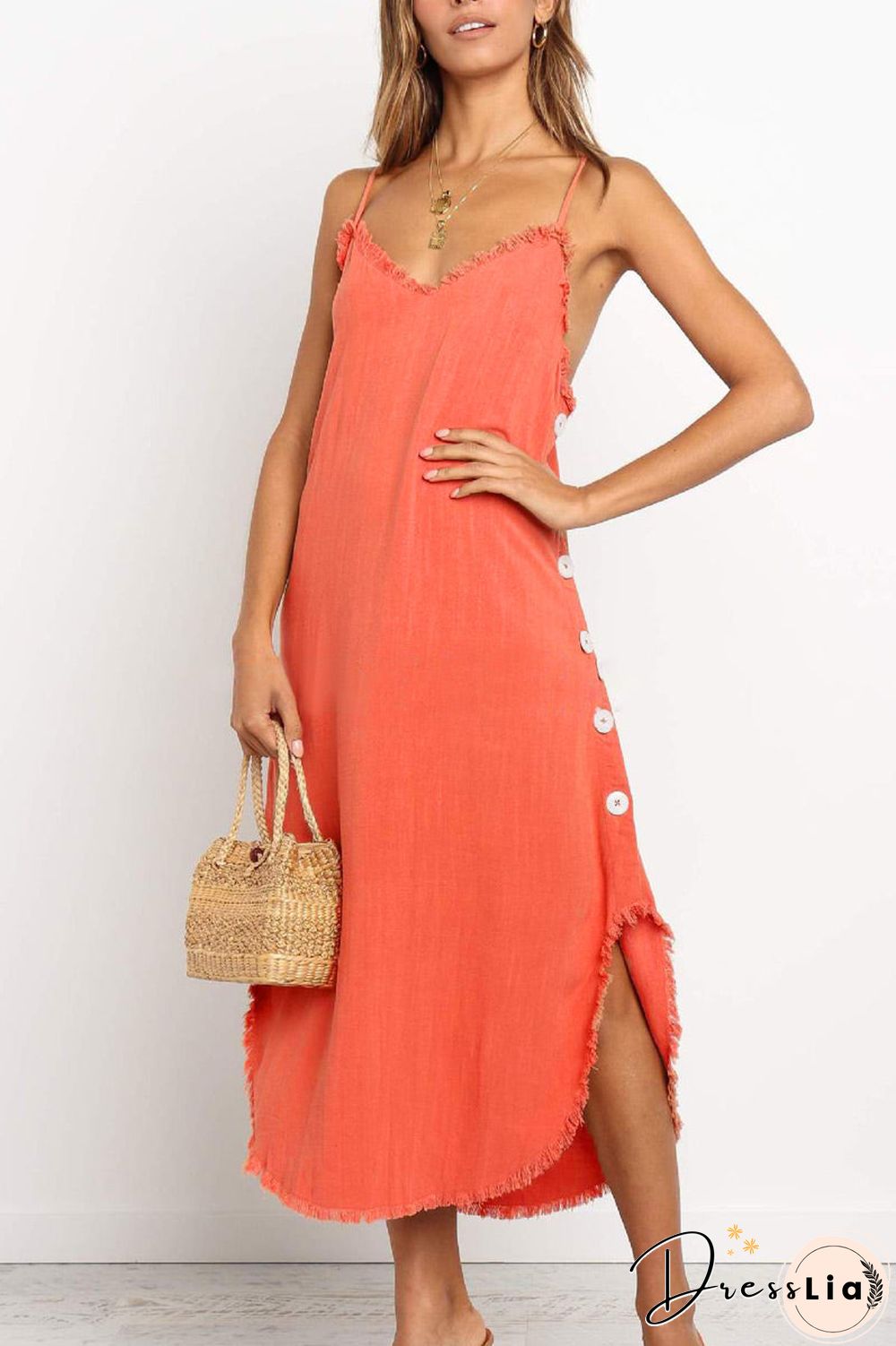 Fashion Street Solid Asymmetrical V Neck A Line Dresses