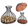 Wine Cork Holder Wine Stopper Container Decanter Shaped Wine Cork Collector Cage Cork Storage with Wooden Bottom Wine Lover Gift Kitchen Decor
