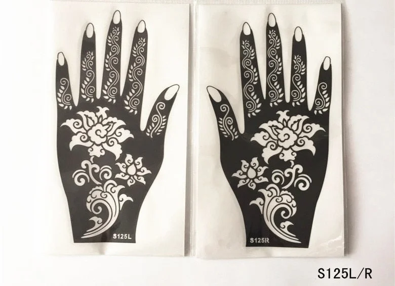 2Pcs/Set Temporary Tattoo stencil 25 designs Body Art Men Women Indian Henna pattern Beauty Waterproof Fake Arm Hand Reuse tatoo