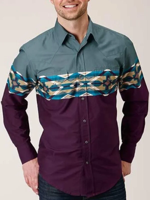 Men's Aztec Print Long Sleeve Shirt