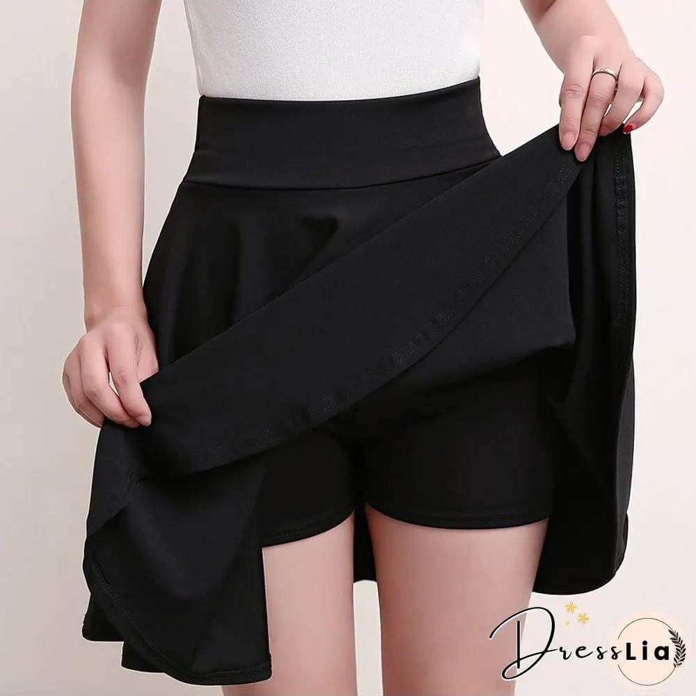 Fashion Kawaii A-Line Mini Skirts Women Summer Elegant High Waist Elastic Dance New School