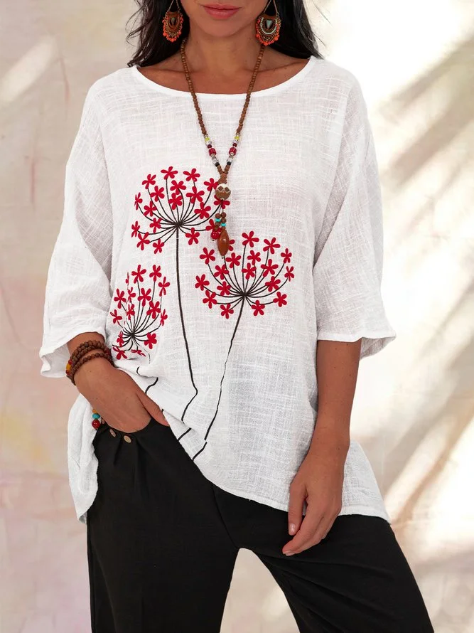 Floral Casual Batwing Shirts Blouses Zaesvini
