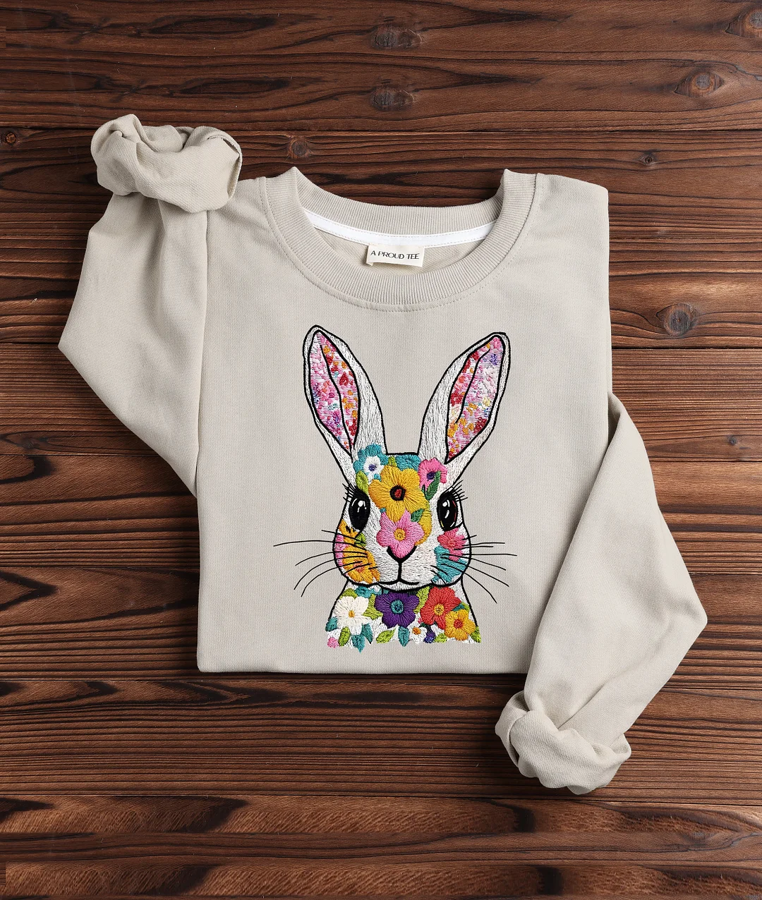 Faux Embroidery Easter Sweatshirt
