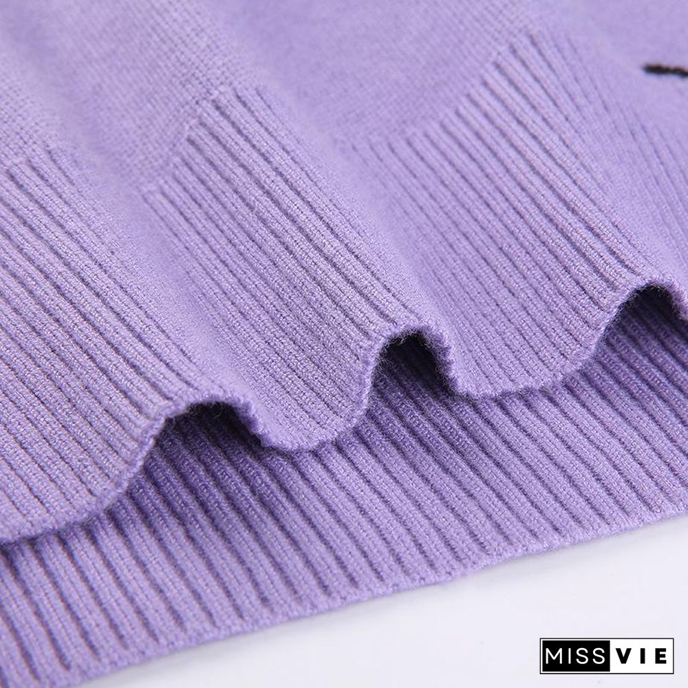 Loose Abstract Figure Printed Sweater