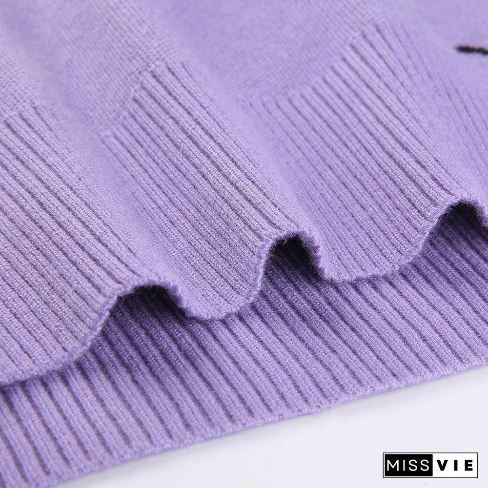 Loose Abstract Figure Printed Sweater