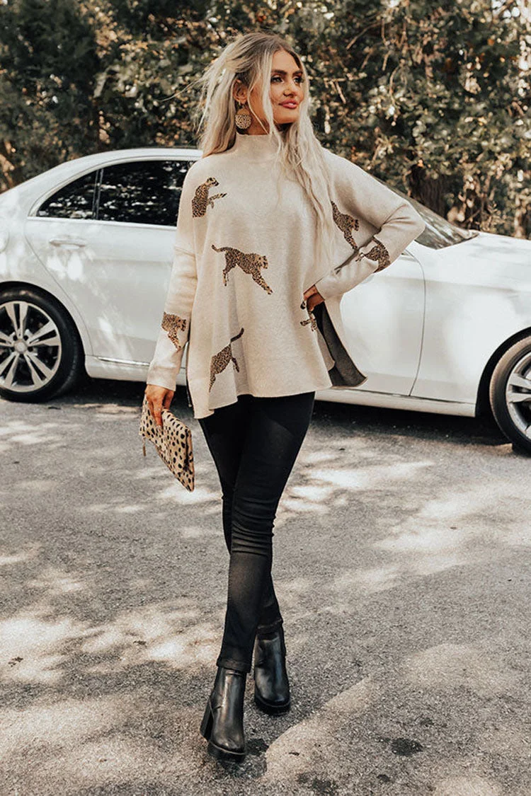 ⏳Casual Retro Tiger and Leopard Print Long-sleeved Top