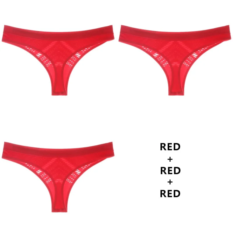 Meet'r 3Pcs/Lot Hollow Out Lingerie Europe Seamless Sexy Panties Women Temptation Underwear Mid-waist G String Drop Shipping