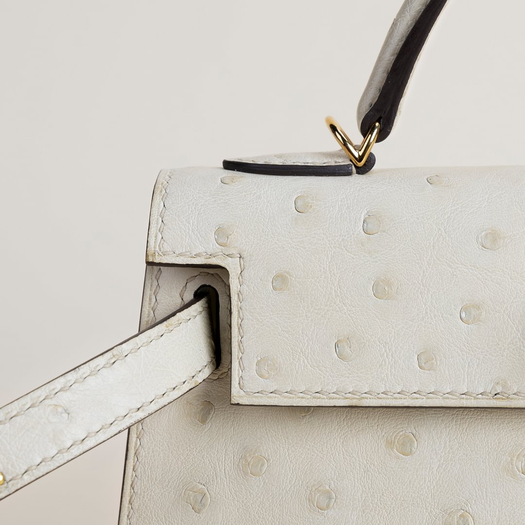 Mini Kelly II Ostrich 3C Parchemin GHW