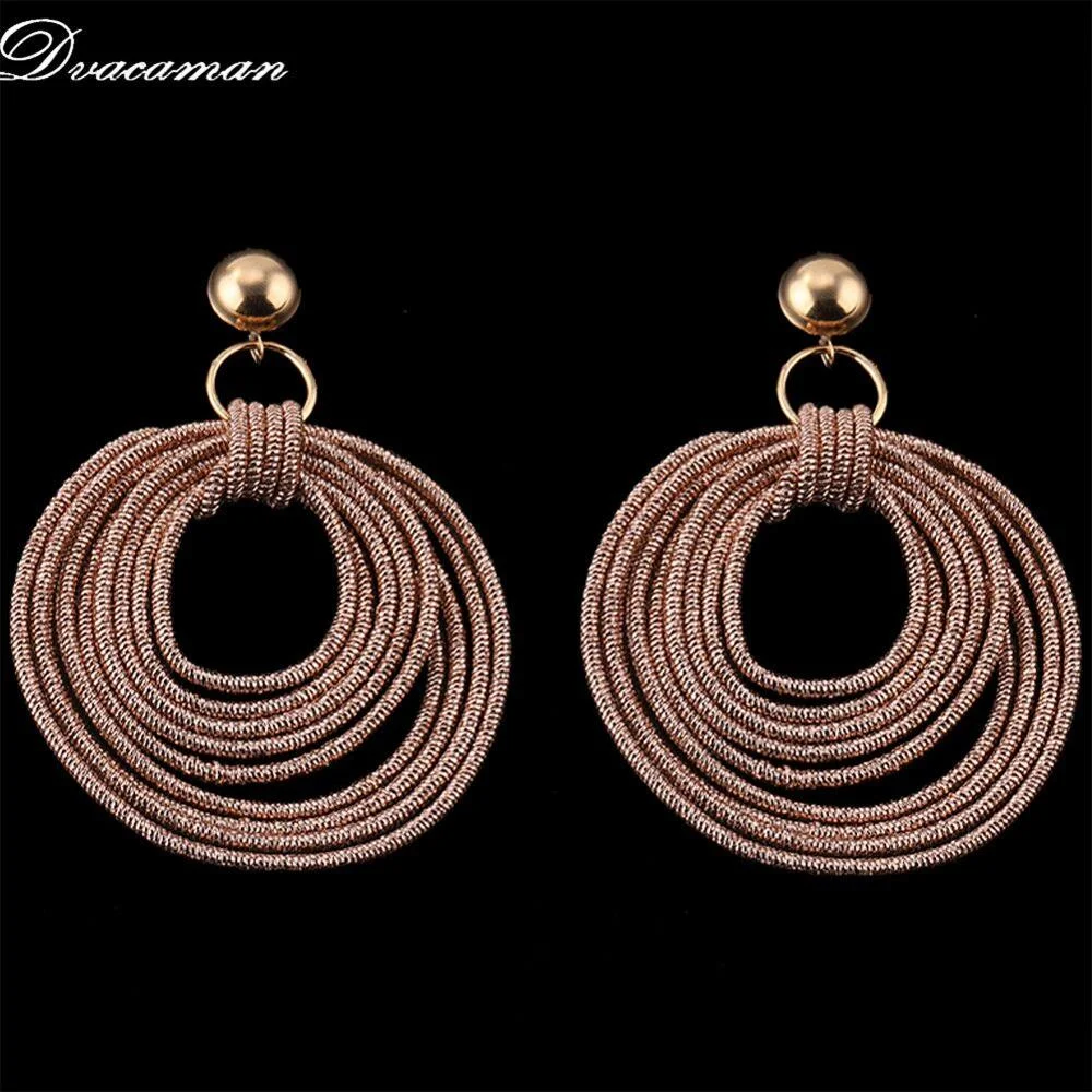 Dvacaman Bohemain Multilayer Round Alloy Drop Earrings Women 2019 New Trendy Maxi Earrings Statement Jewelry Party Gifts Female