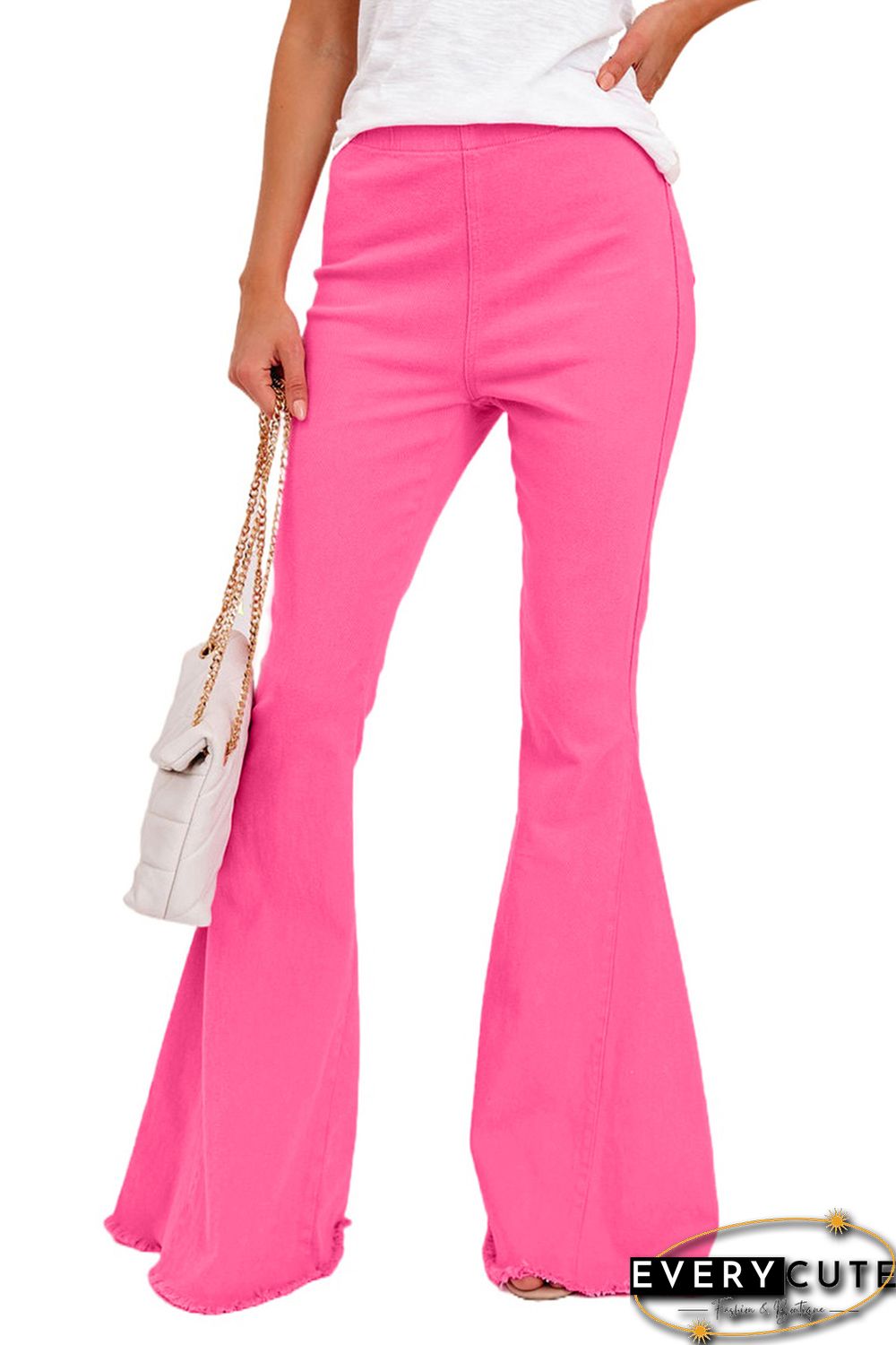 Pink Bell Bottom Denim Pants