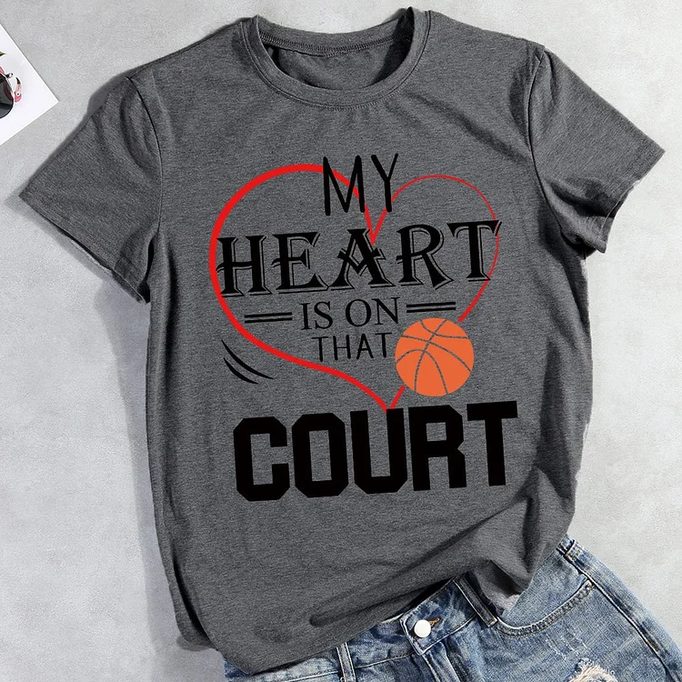 My Heart is on that Court Basketball   T-Shirt Tee -010972-Annaletters