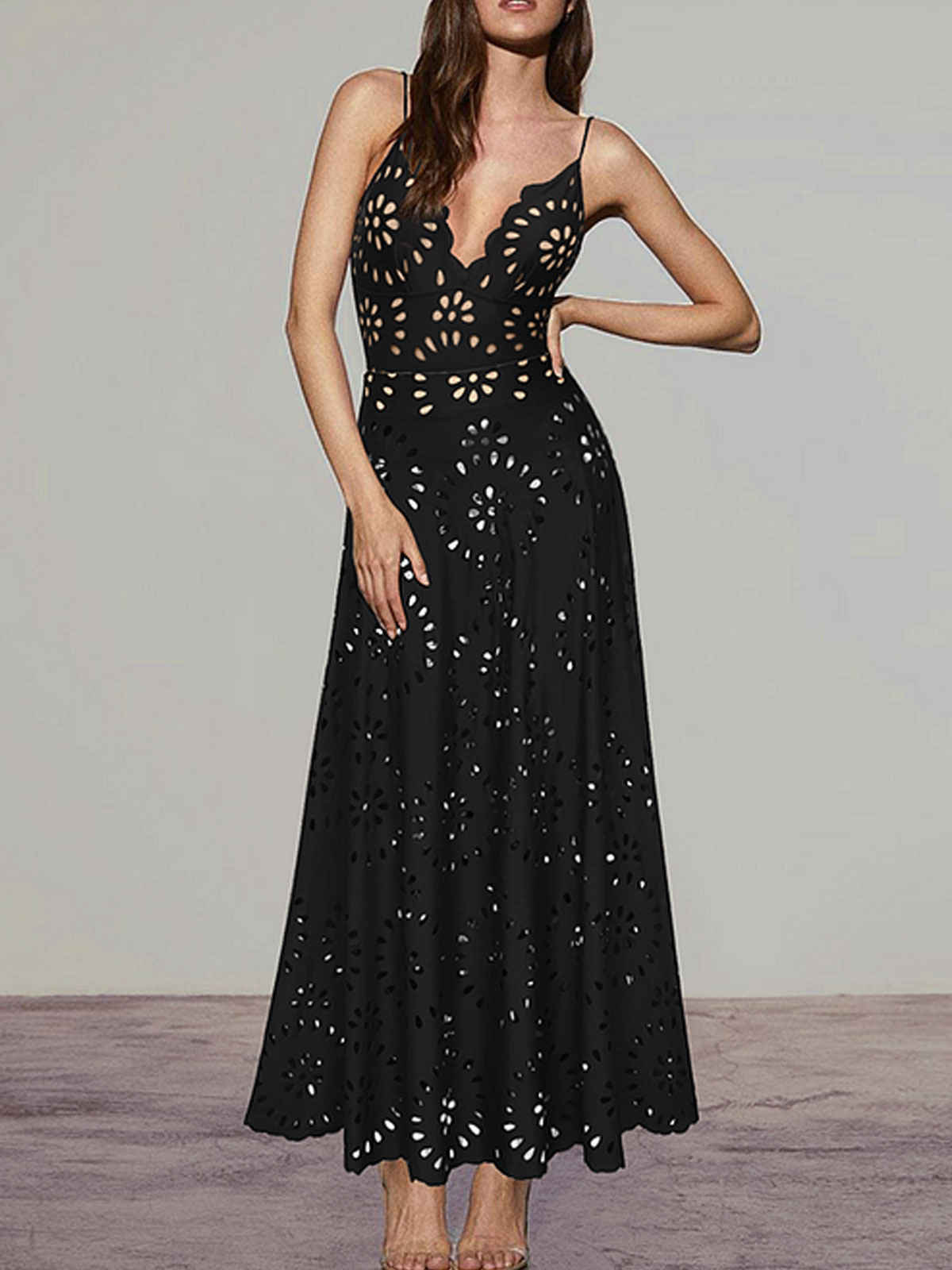 Flower Hollow One Piece Swimsuit and Skirt