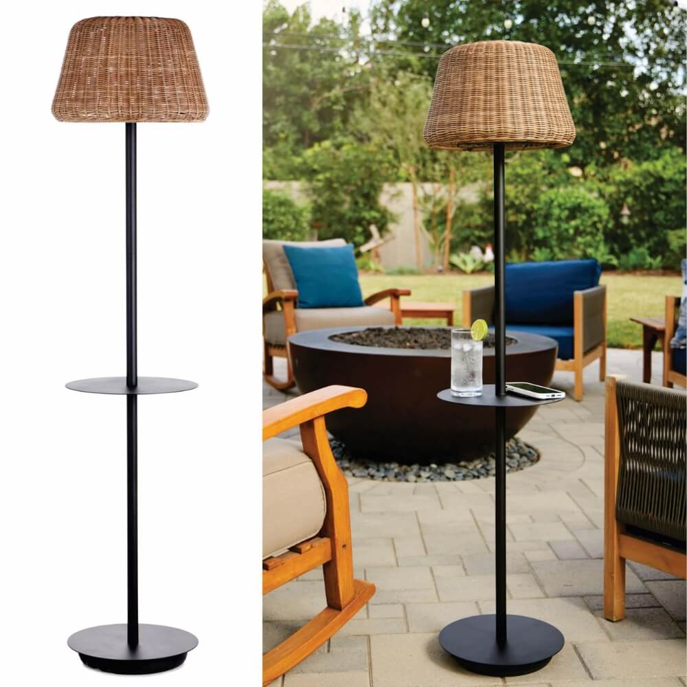 Solar Outdoor Floor Lamp with Table