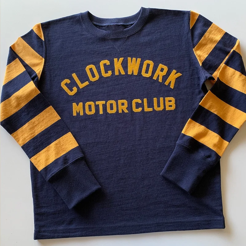 Motorcycle Original Letter Print Raglan Sleeve Navy Sweatshirt