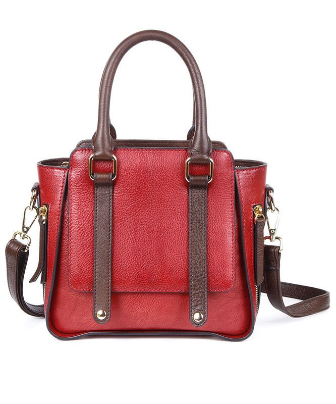 Simple Red Casual Rub color Calf Leather Messenger Bag